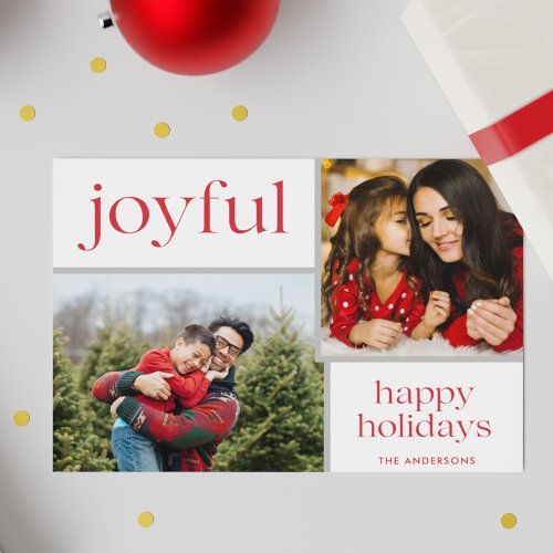 Christmas Joyful Family Photo Moderrn Holiday Card