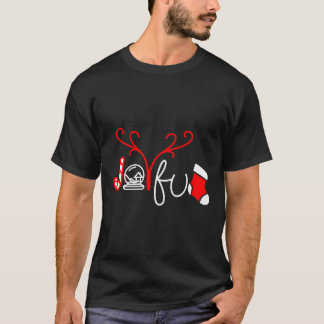 Christmas Joyful Snow Globe Candy Cane Cute Pretty T-Shirt