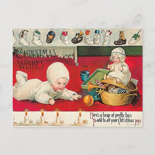 Christmas Joys -Vintage Victorion Christmas Holiday Postcard (Front)