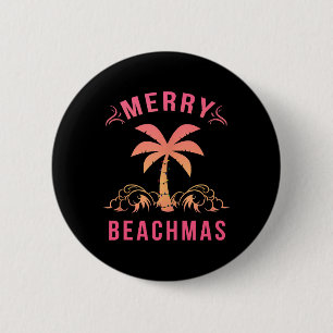 Christmas July Coastal Beach Merry Beachmas Palm Button
