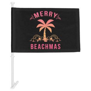Christmas July Coastal Beach Merry Beachmas Palm Car Flag