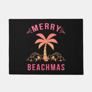 Christmas July Coastal Beach Merry Beachmas Palm Doormat