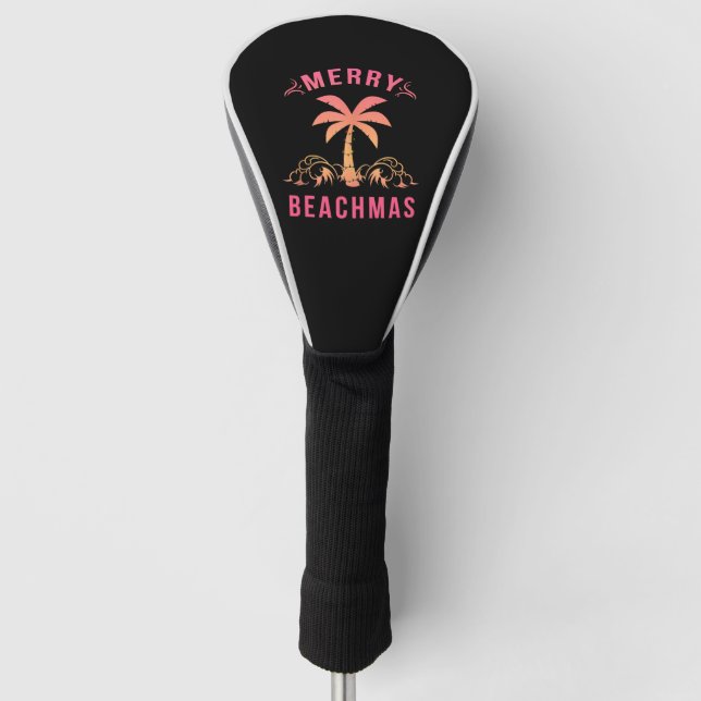 Christmas July Coastal Beach Merry Beachmas Palm Golf Head Cover (Front)
