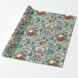 christmas july route 25 beach tropical black santa wrapping paper
