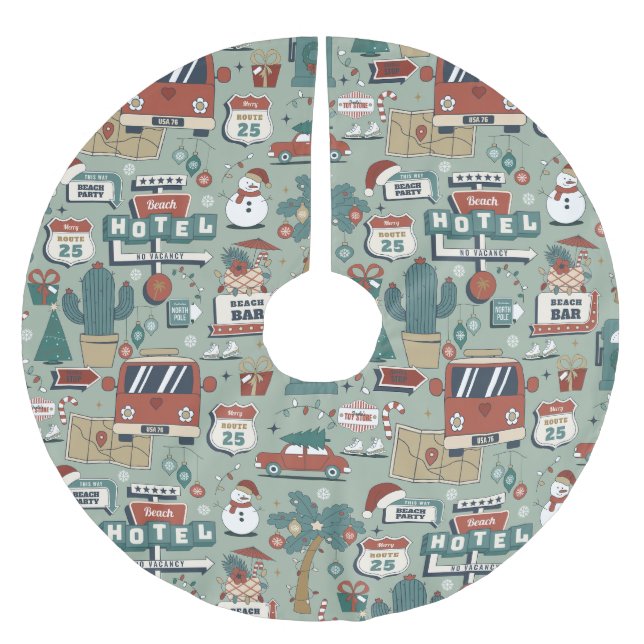 christmas july route 25 beach tropical brushed polyester tree skirt (Front)