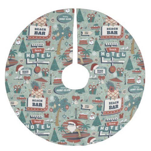 christmas july route 25 beach tropical santa claus brushed polyester tree skirt