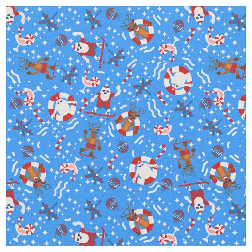 christmas july skater santa claus skateboard fabric