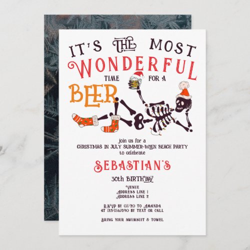 Christmas July Skeleton Summer Ween Beer Birthday Invitation