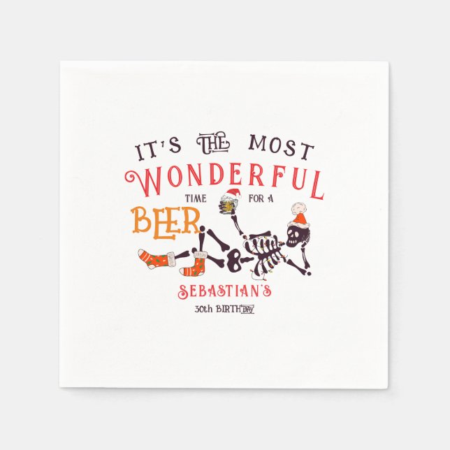 Christmas July Skeleton Summer Ween Beer Birthday Napkins (Front)