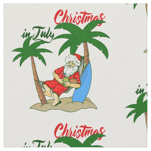 christmas july tropical santa claus fabric (Close Up)