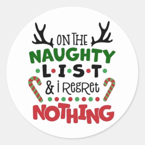 Christmas jumper On the naughty list  Classic Round Sticker