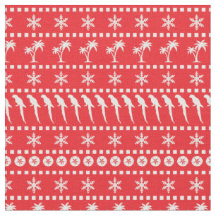 Christmas Jumper Pattern of Parrots and Palm Trees Fabric