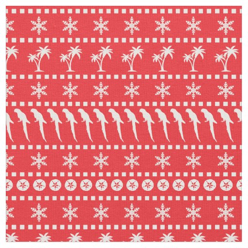 Christmas Jumper Pattern of Parrots and Palm Trees Fabric