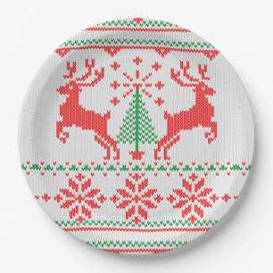 Christmas Jumper Style Knitting Pattern Paper Plates