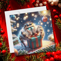 Christmas Jumping Spider Holding Gift