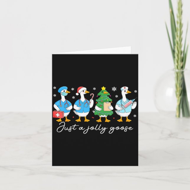 Christmas Just A Jolly Goose Nurse Cute Medical St Card (Front)