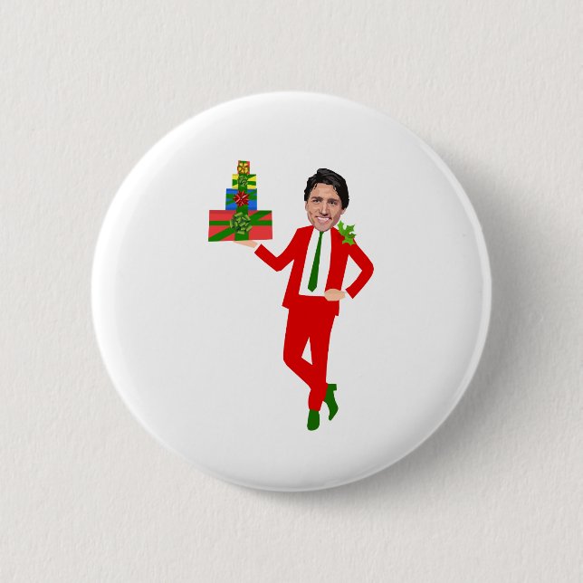 christmas justin trudeau button (Front)