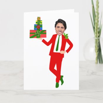 Christmas Justin Trudeau Holiday Card by funnychristmas at Zazzle