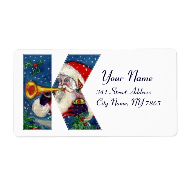 CHRISTMAS K LETTER / SANTA CLAUS BUGLER LABEL (Front)