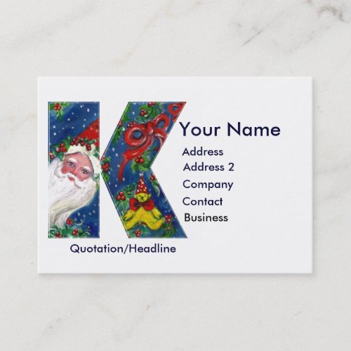 CHRISTMAS K LETTER  SANTA CLAUS WITH RED RIBBON BUSINESS CARD