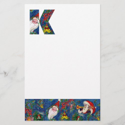 CHRISTMAS K LETTER  SANTA CLAUS WITH RED RIBBON STATIONERY