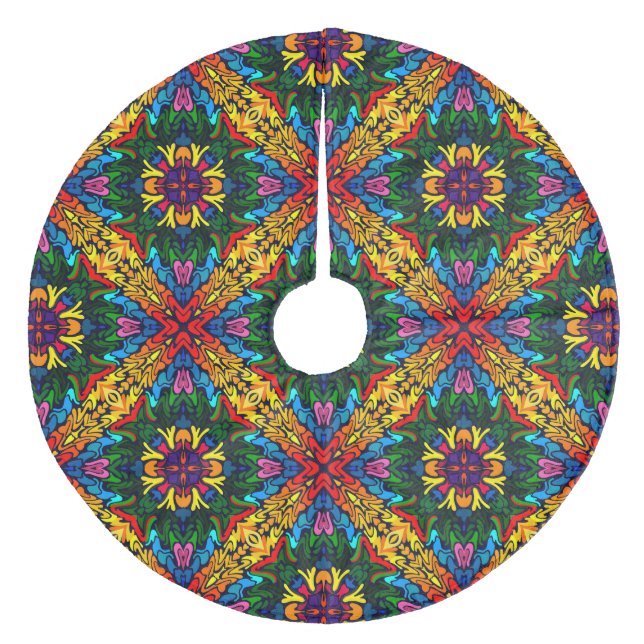 Christmas Kaleidoscope Fleece Tree Skirt (Front)
