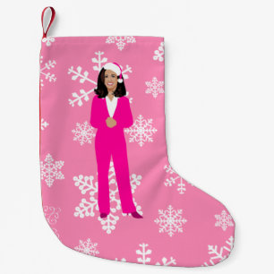christmas kamala harris santa icy pink small christmas stocking