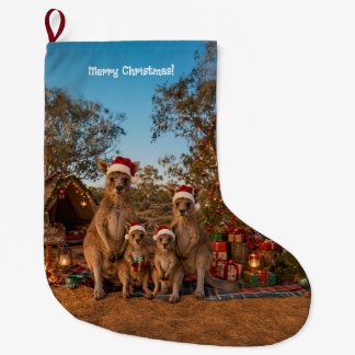 Christmas Kangaroo Camping Large Christmas Stocking