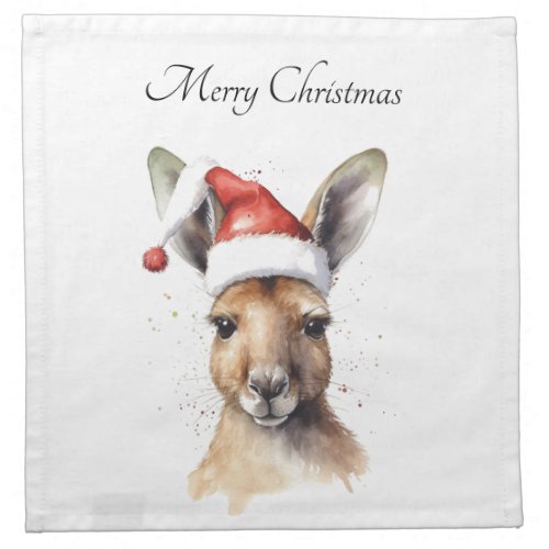 Christmas Kangaroo customizable Cloth Napkin