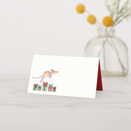 Christmas kangaroo jump watercolor art place cards