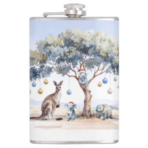 Christmas Kangaroo Koalas Platypus Gumtree Baubles Flask