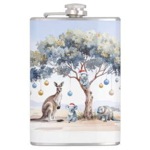 Christmas Kangaroo Koalas Platypus Gumtree Baubles Flask