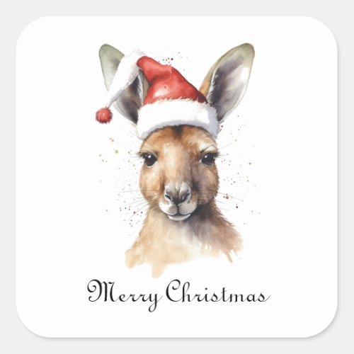 Christmas Kangaroo Square Sticker