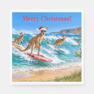 Christmas Kangaroo Surfing Bells Beach Napkins