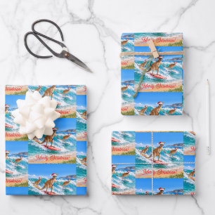 Christmas Kangaroo Surfing Bells Beach Wrapping Paper Sheets