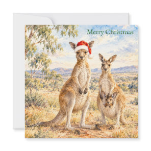 Christmas Kangaroo Wearing Santa Hat Gumtree Holiday Card