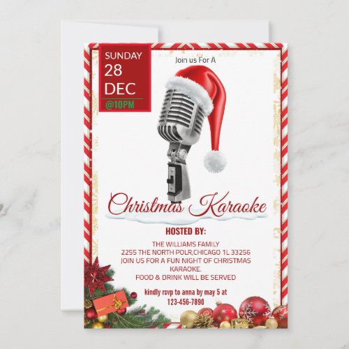 Christmas Karaoke Night invitation 