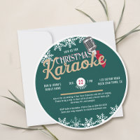 Christmas Karaoke Party Vintage Vinyl Record Teal