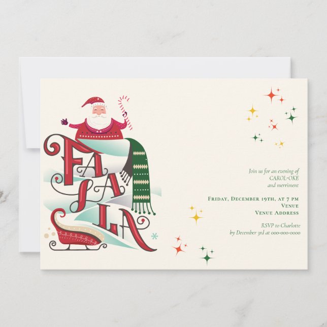 Christmas Karaoke Santa Kids Church Carols Service Invitation (Front)