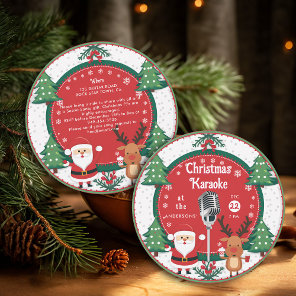 Christmas Karaoke Santa Reindeer Vinyl Record Invitation