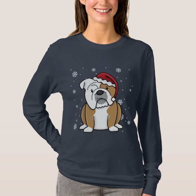 Christmas Kawaii English Bulldog T-Shirt (Front)