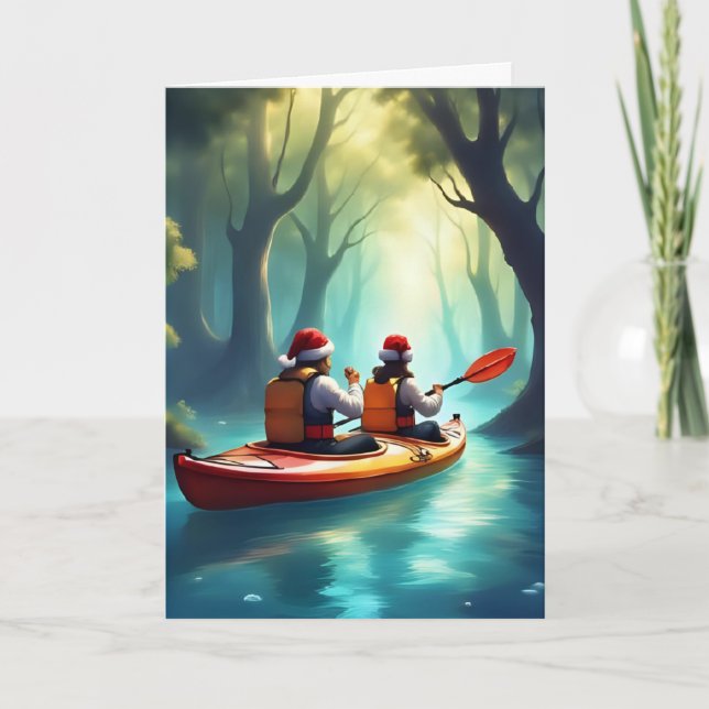 Christmas Kayak Adventure – Holiday Greeting Card (Front)