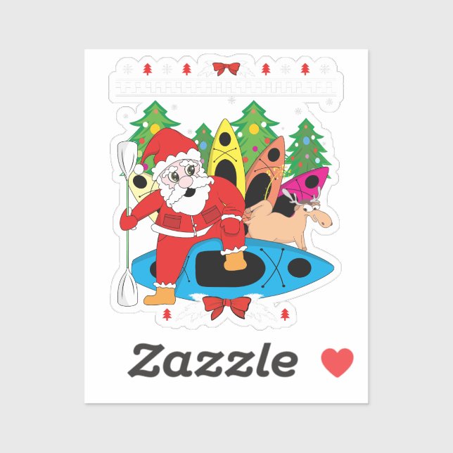 Christmas Kayak Lover Santa Kayaker Xmas Kayaking  Sticker (Sheet)