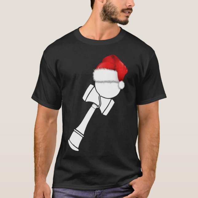 Christmas Kendama With Santa Hat  White T-Shirt (Front)