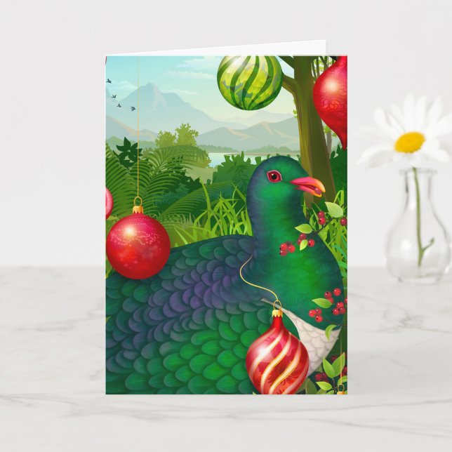Christmas Kereru Postcard (Small Plant)