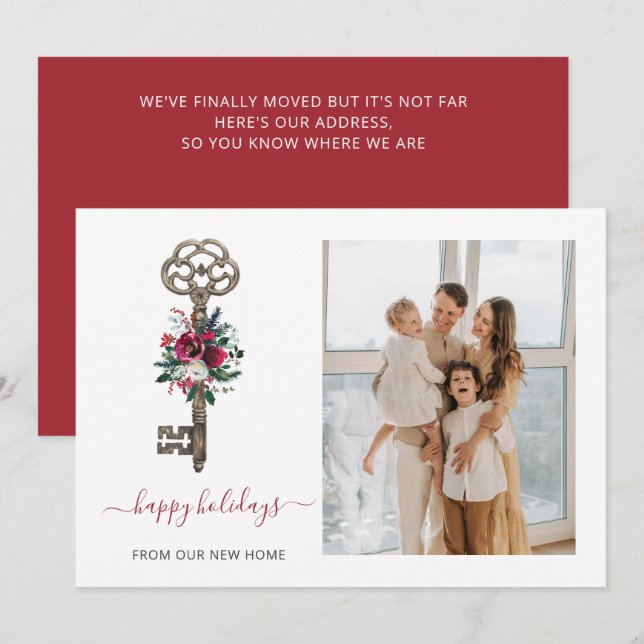 Christmas Key We've Moved Photo Holiday Cards (Front/Back)