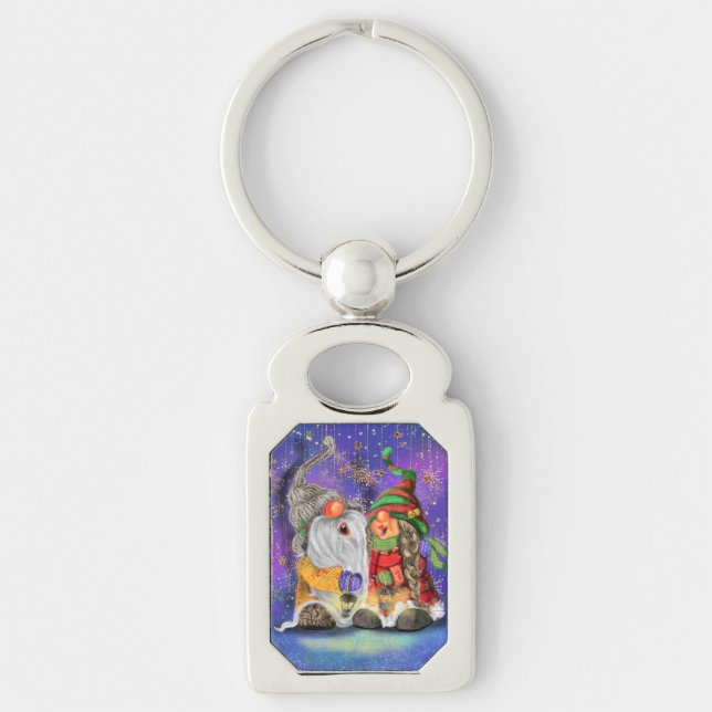 Christmas Keychain Gift with Happy Gnomes (Front)