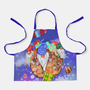 Christmas Kids Apron Gnomes Flying and Gives Gifts