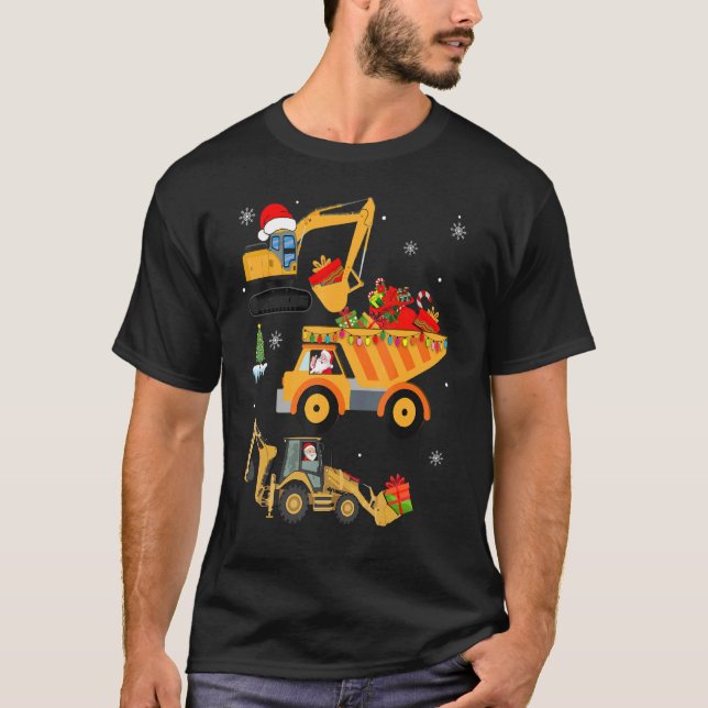 Christmas kids boy toddler Truck Construction Vehi T-Shirt (Front)
