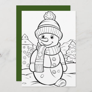 Christmas kids coloring snowman add text  holiday card